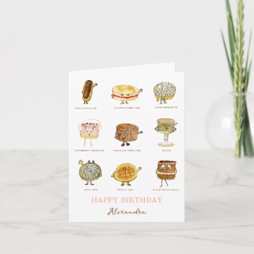 Cakes desserts sweets cute Illustrations  Card