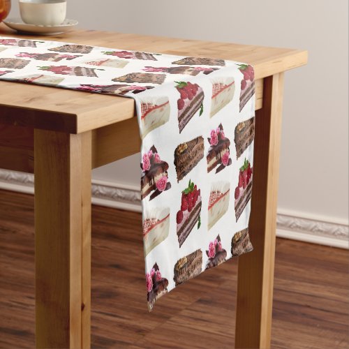 Cakes Lovers Desserts Pattern Quirky Short Table Runner