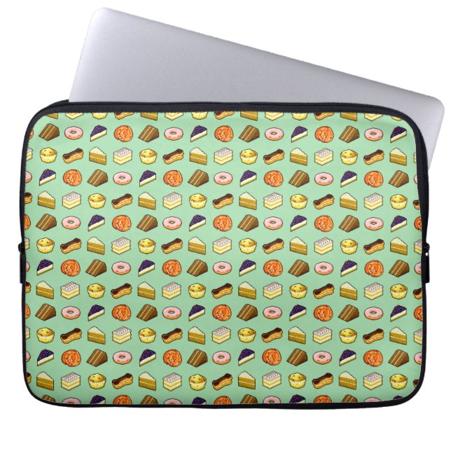 Cakes & Pastries Donut Cheescake Pixel Art Pattern Laptop Sleeve (Front)