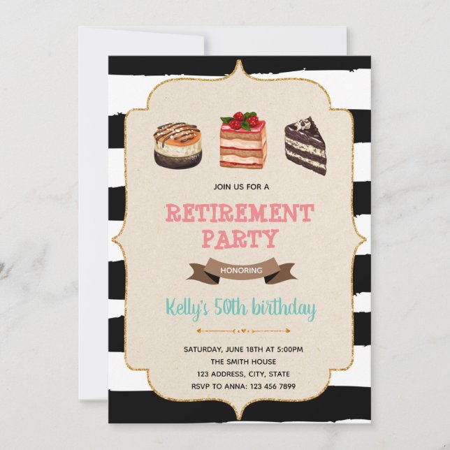 Cakes retirement party invitation (Front)