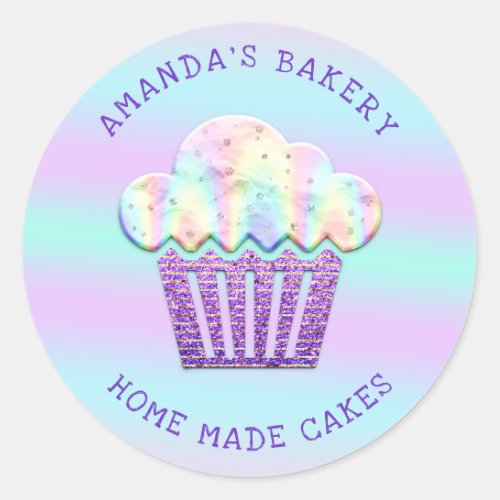 Cakes Sweet Cupcake Home Vegan Bakery Blue Purple Classic Round Sticker