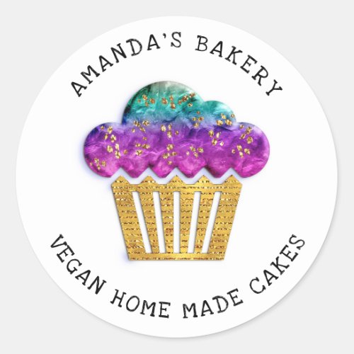 Cakes Sweet Homemade Bakery Muffin Gold Pinky Classic Round Sticker
