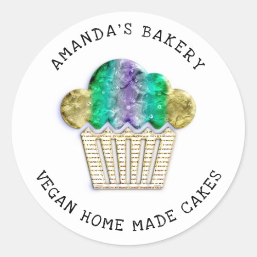 Cakes Sweet Homemade Bakery Muffin Ombre Gold Classic Round Sticker