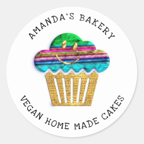 Cakes Sweet Homemade Bakery Muffins Gold Chicano Classic Round Sticker