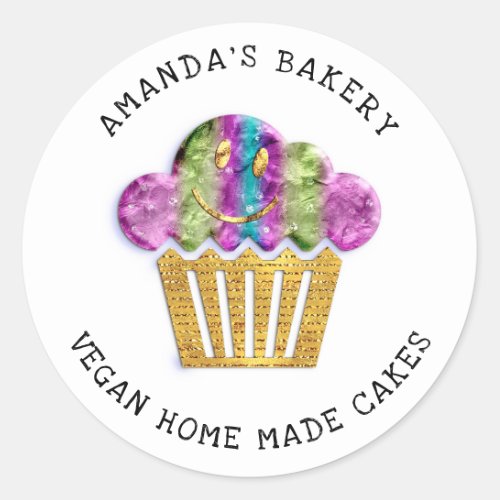 Cakes Sweet Homemade Bakery Muffins Lux Gold  Clas Classic Round Sticker