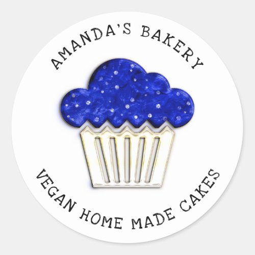 Cakes Sweet Homemade Vegan Bakery Muffins Blue Classic Round Sticker