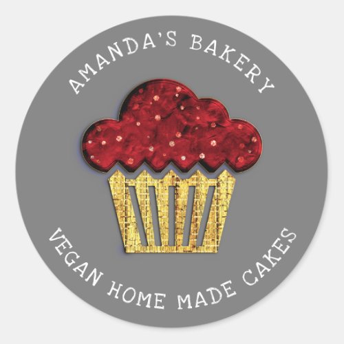 Cakes Sweet Homemade Vegan Bakery Muffins Gold Classic Round Sticker