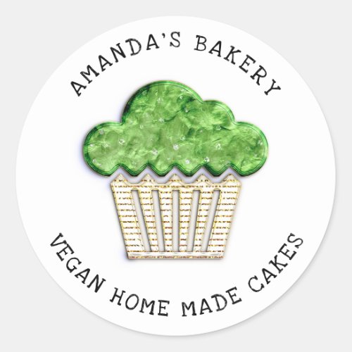 Cakes Sweet Homemade Vegan Bakery Muffins Green Classic Round Sticker