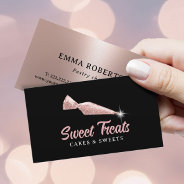 Cakes & Sweets Bakery Rose Gold Piping Bag Black Business Card at Zazzle
