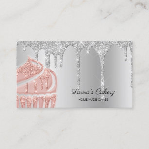 Cakes & Sweets Cupcake Bakery Dripping Rose Gold Business Card