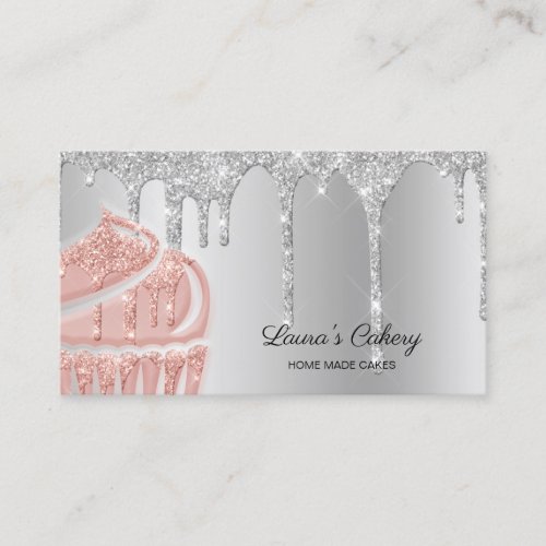 Cakes  Sweets Cupcake  Bakery Dripping Rose Gold  Business Card