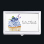 Cakes & Sweets Cupcake Bakery Pastry Chef Business Business Card Case<br><div class="desc">A cute cupcake with purple frosting and blueberries on top decorates this bakery business card case. Personalize it with your name and business name. Designed for you by Blackberry Boulevard.</div>
