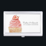 Cakes & Sweets Cupcake Bakery Pastry Chef Business Business Card Case<br><div class="desc">A cute strawberry cupcake with pink frosting decorates this bakery business card case. Personalize it with your name and business information. Designed for you by Blackberry Boulevard.</div>