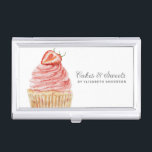 Cakes & Sweets Cupcake Bakery Pastry Chef Business Business Card Case<br><div class="desc">A cute strawberry cupcake with pink frosting decorates this bakery business card case. Personalize it with your name and business information. Designed for you by Blackberry Boulevard.</div>