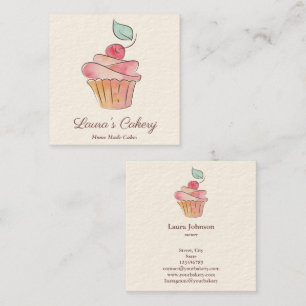 Cakes Sweets Cupcake Bakery Watercolor Vintage Squ Square Business Card