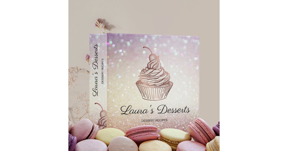 Cakes & Sweets Cupcake Desserts Cookbook 3 Ring Binder | Zazzle