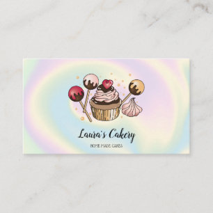 Cakes & Sweets Cupcake Holographic Bakery Business Card