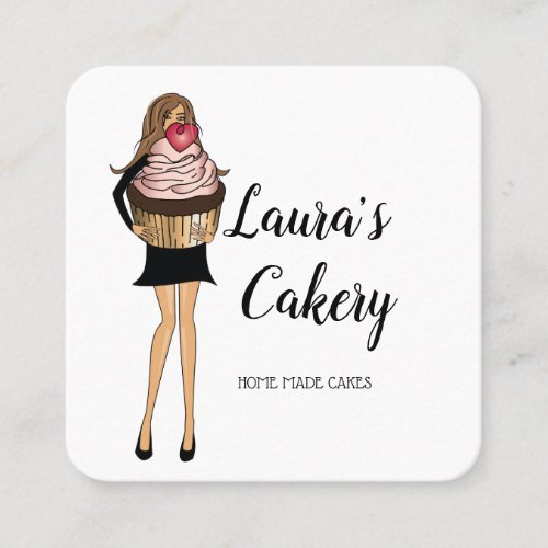 Cakes  Sweets Cupcake Home Bakery Cute Girl Square Business Card
