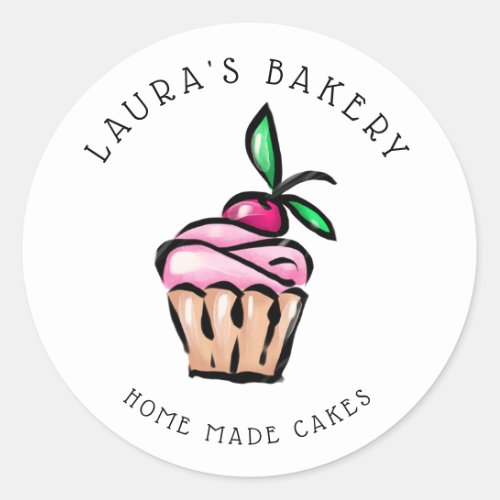 Cakes  Sweets Cupcake Home Bakery cute girly Classic Round Sticker
