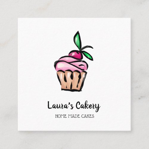 Cakes  Sweets Cupcake Home Bakery cute girly Square Business Card