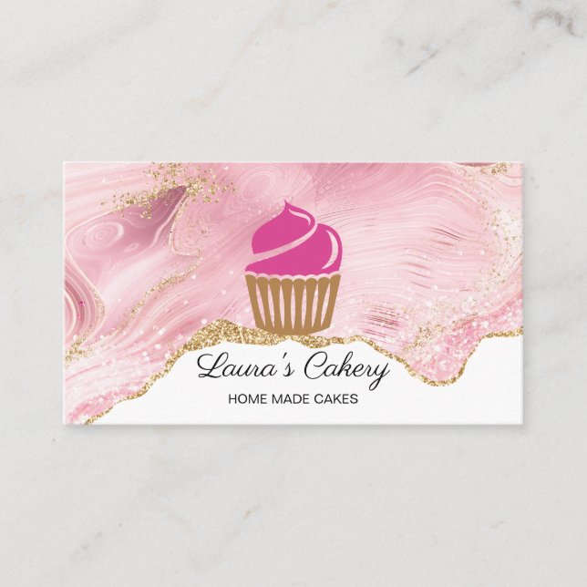 Cakes & Sweets Cupcake Home Bakery Cute Modern Bus Business Card (Front)