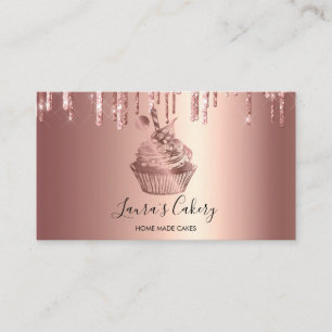 Cakes & Sweets Cupcake Home Bakery Dripping Gold B Business Card