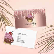 Cakes & Sweets Cupcake Home Bakery Dripping Gold B Business Card at Zazzle