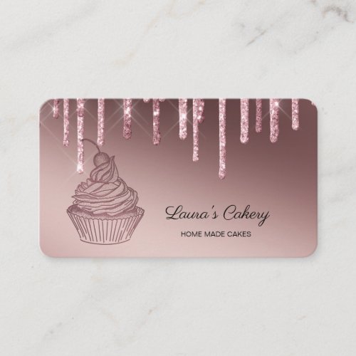 Cakes  Sweets Cupcake Home Bakery Dripping Gold Business Card