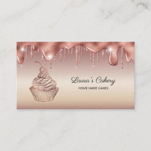 Cakes & Sweets Cupcake Home Bakery Dripping Gold Business Card
