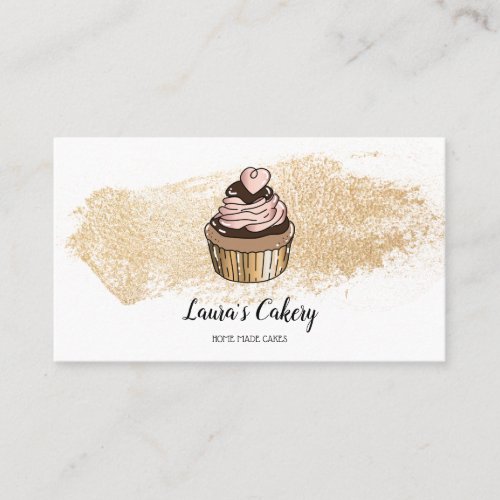 Cakes  Sweets Cupcake Home Bakery Dripping Gold Business Card