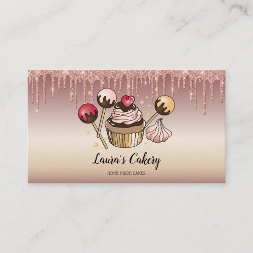 Cakes  Sweets Cupcake Home Bakery Dripping Gold Business Card