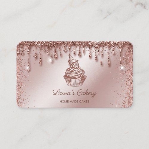 Cakes  Sweets Cupcake Home Bakery Dripping Gold Business Card