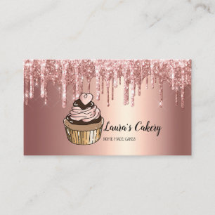 Cakes & Sweets Cupcake Home Bakery Dripping Gold Business Card