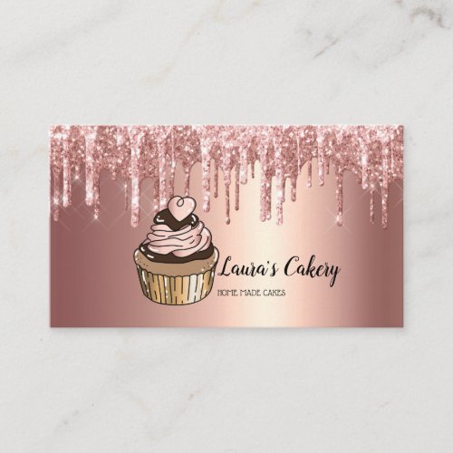 Cakes  Sweets Cupcake Home Bakery Dripping Gold Business Card