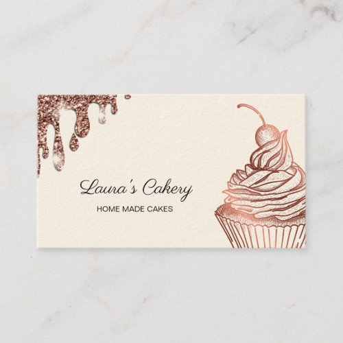 Cakes  Sweets Cupcake Home Bakery Dripping Gold Business Card