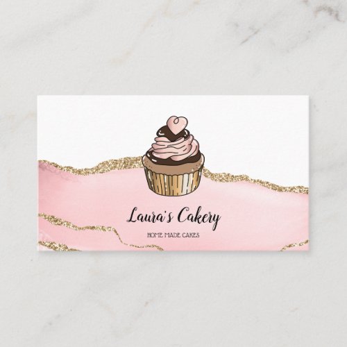 Cakes  Sweets Cupcake Home Bakery Dripping Gold Business Card