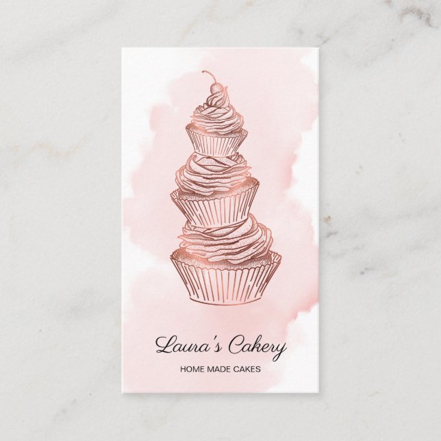 Cakes & Sweets Cupcake Home Bakery Dripping Gold Business Card (Front)
