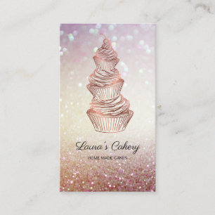 Cakes & Sweets Cupcake Home Bakery Dripping Gold Business Card