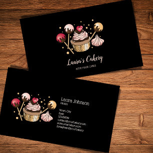 Cakes & Sweets Cupcake Home Bakery Dripping Gold Business Card