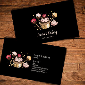 Cakes & Sweets Cupcake Home Bakery Dripping Gold Business Card by smmdsgn at Zazzle