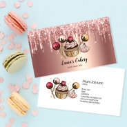 Cakes & Sweets Cupcake Home Bakery Dripping Gold Business Card at Zazzle