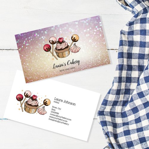 Cakes  Sweets Cupcake Home Bakery Dripping Gold Business Card