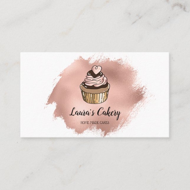 Cakes & Sweets Cupcake Home Bakery Dripping Gold Business Card (Front)