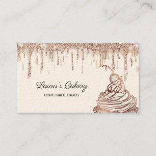 Cakes & Sweets Cupcake Home Bakery Dripping Gold Business Card