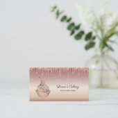 Cakes & Sweets Cupcake Home Bakery Dripping Gold Business Card (Standing Front)