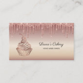 Cakes & Sweets Cupcake Home Bakery Dripping Gold Business Card (Front)