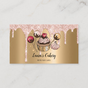 Cakes & Sweets Cupcake Home Bakery Dripping Gold Business Card