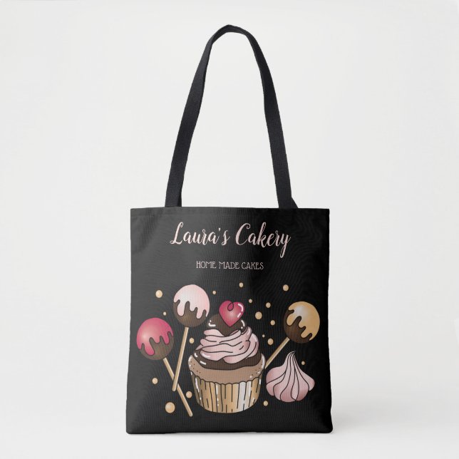 Cakes & Sweets Cupcake Home Bakery Dripping Gold Tote Bag (Front)