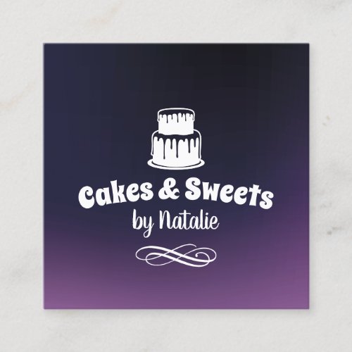 Cakes  Sweets Cupcake Home Bakery Elegant Purple Square Business Card