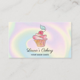 Cakes Sweets Cupcake Home Bakery Girly Watercolor Business Card